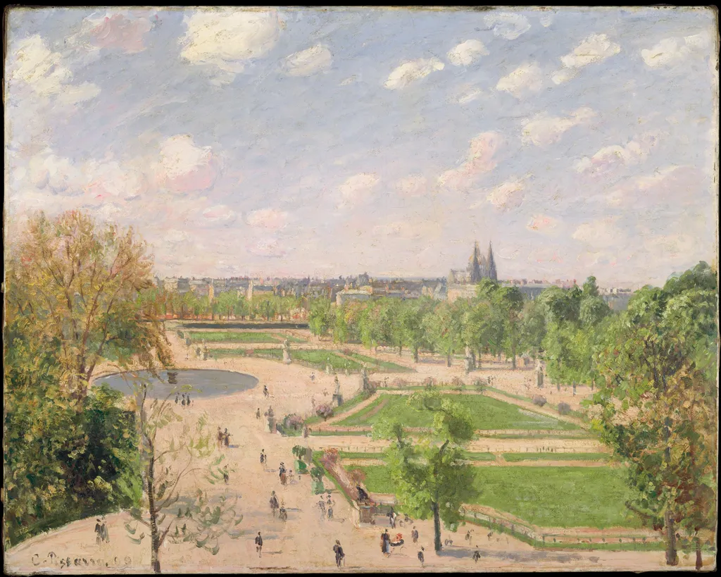 The Garden of the Tuileries on a Spring Morning, by Camille Pissarro, oil, 1900