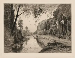 Le Canal à Pont-Saint-Maxence, by Maxime Lalanne, ink, 1877