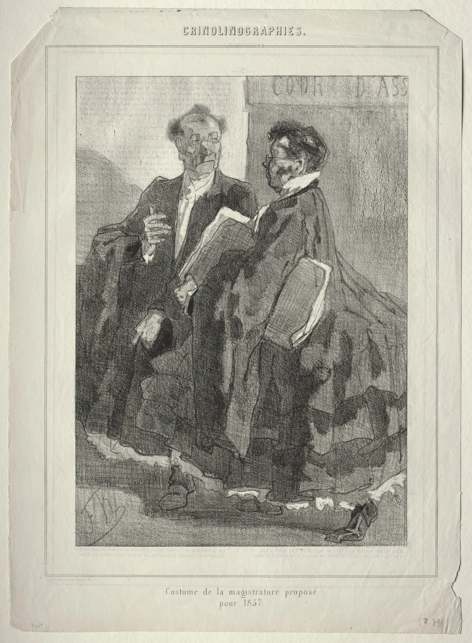 Crinolinographies (Costume de la magistrature proposé pour 1857), detail