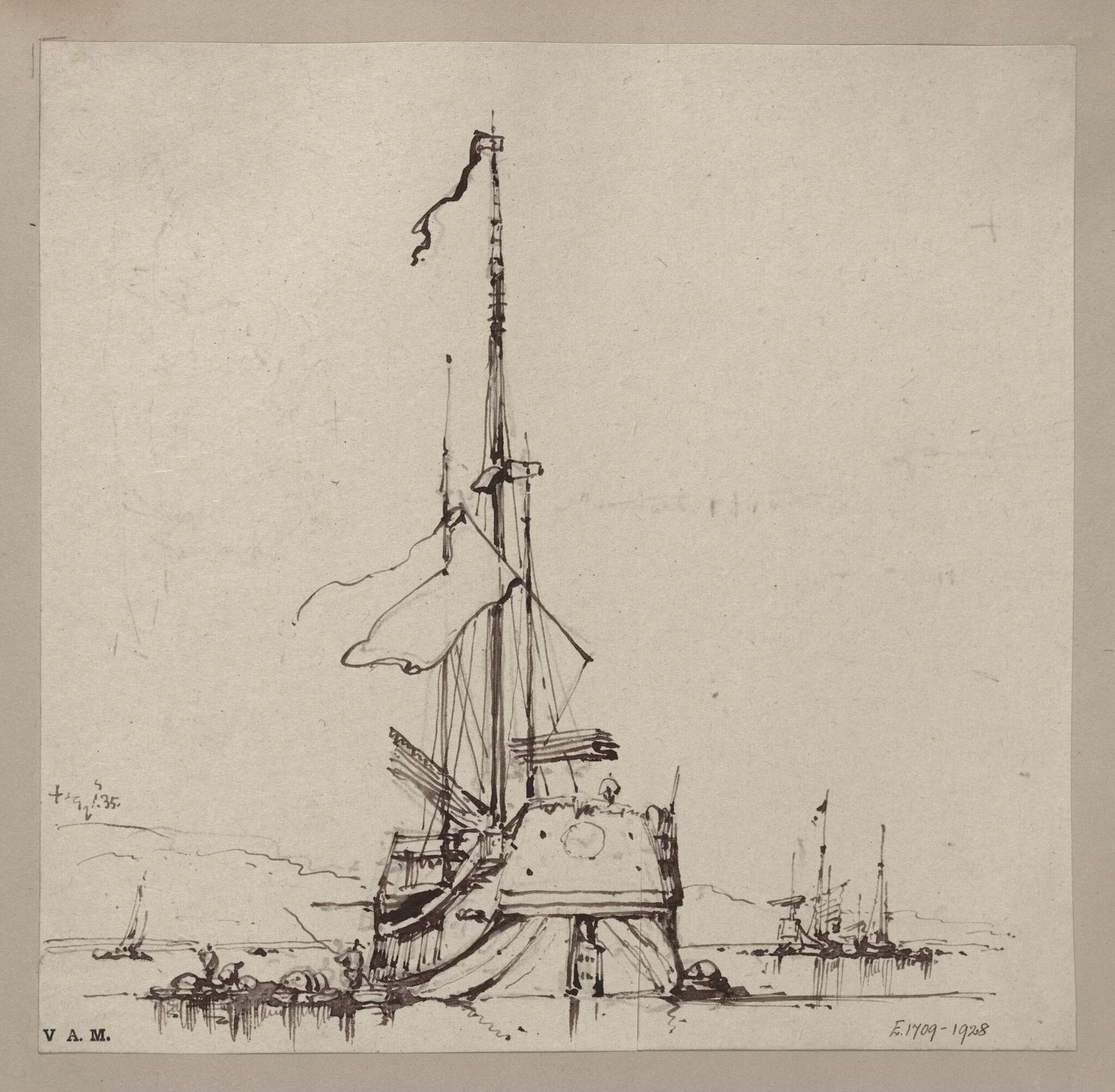 A junk seen from directly behind, detail