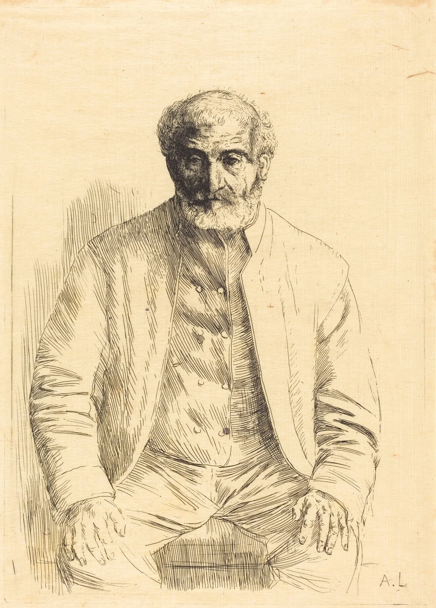 Old man seated (Vieillard assis), detail
