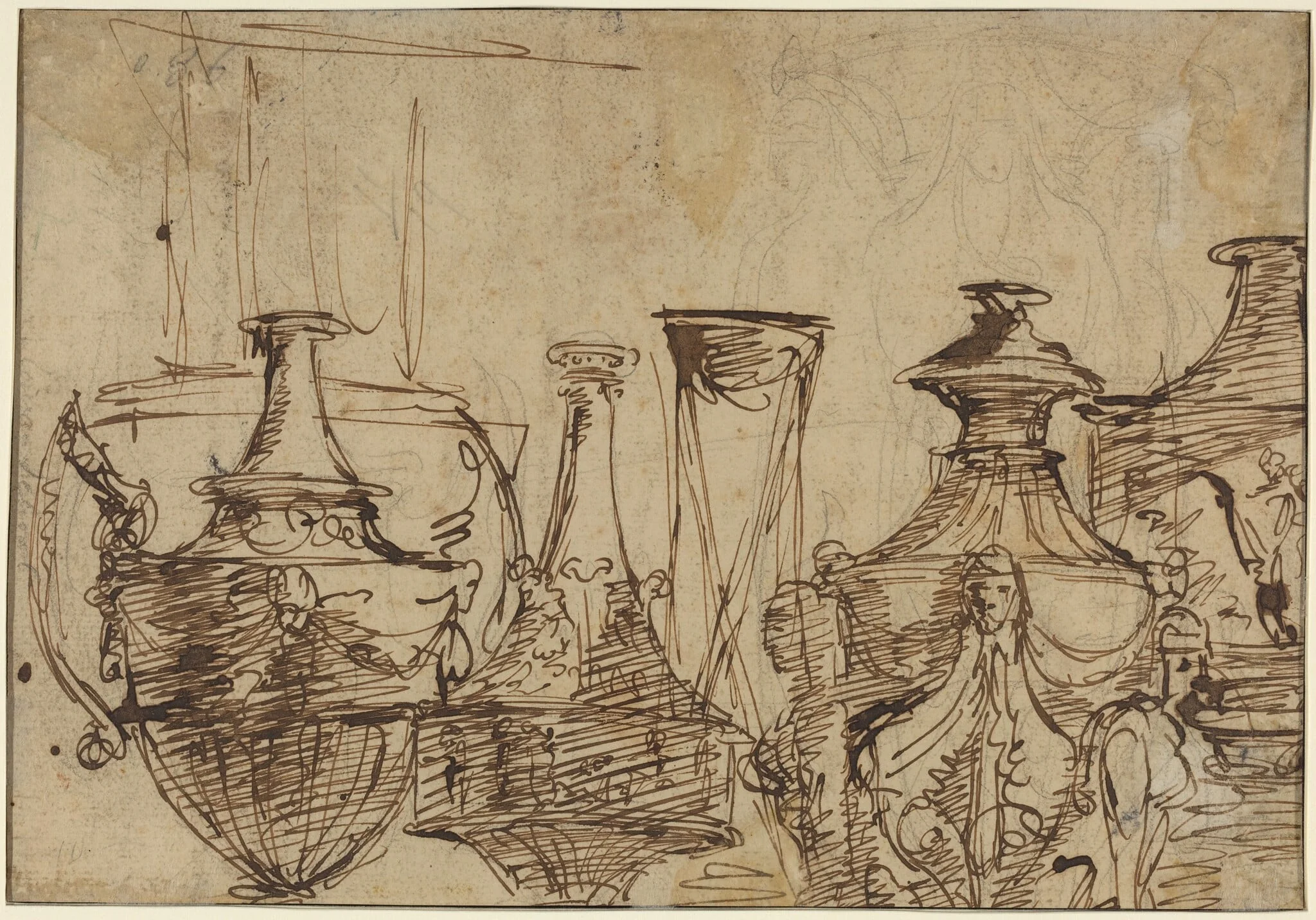 Designs for Vases [verso], detail