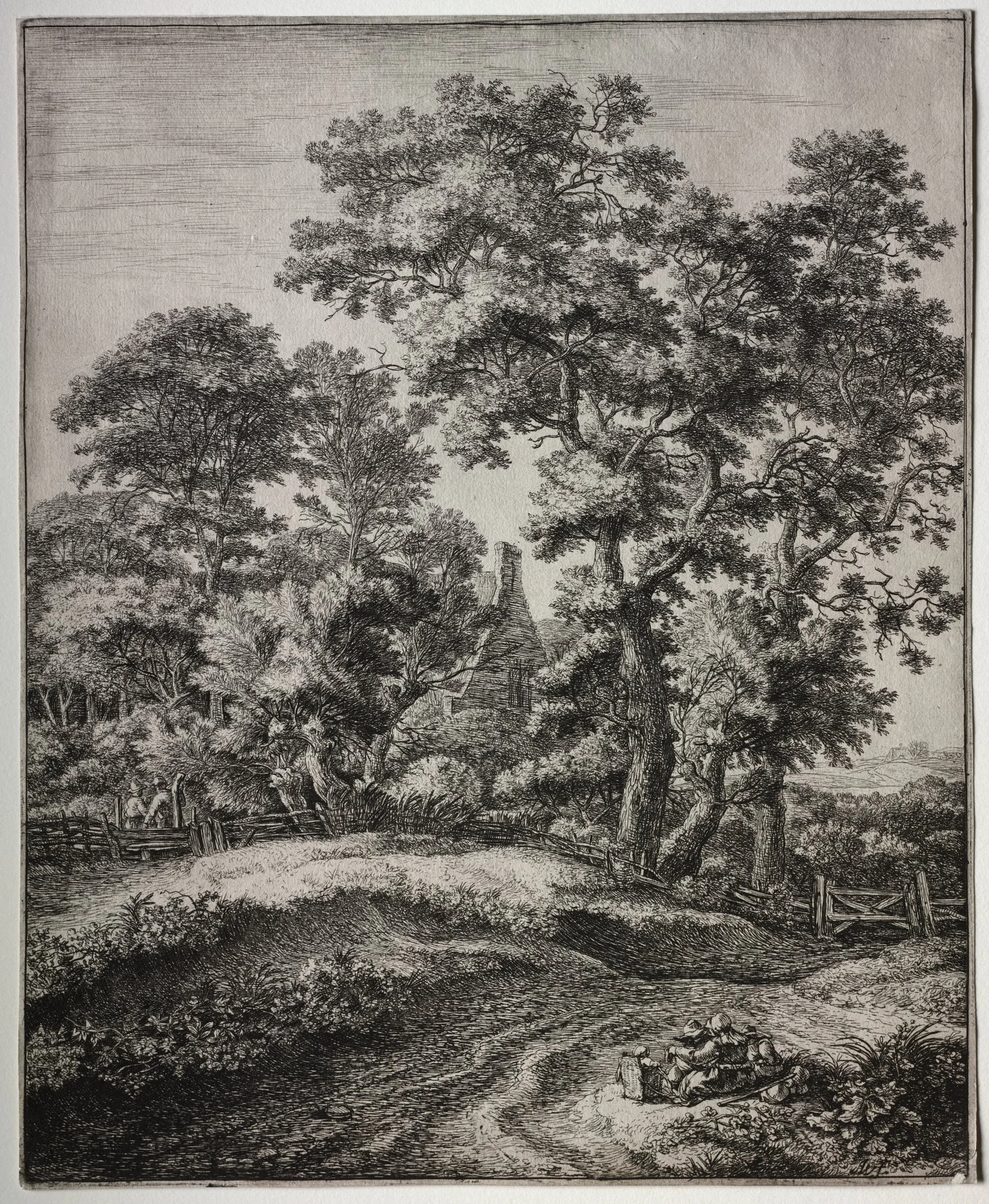 Six Large Upright Landscapes: A Mother and Three Children at Rest, detail