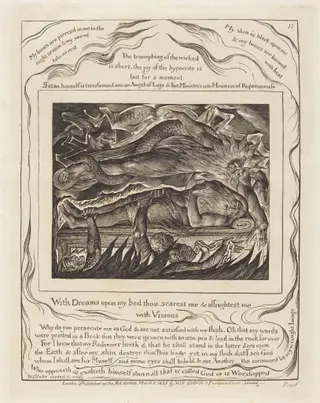 Job's Evil Dreams, by William Blake, ink, 1825