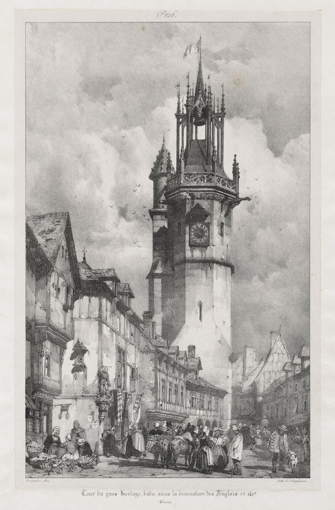 Voyages pittoresques et romantiques dans l'ancienne France, Normandie: Tour du Gros-Horloge, Evreux, detail