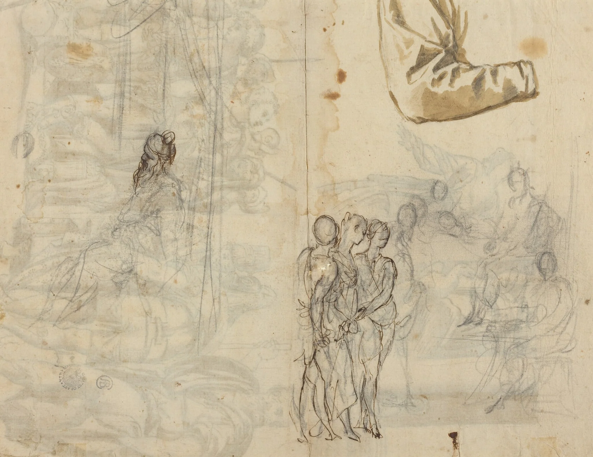 Copy After a Historical Painting from the Circle of Paolo Veronese [recto], detail
