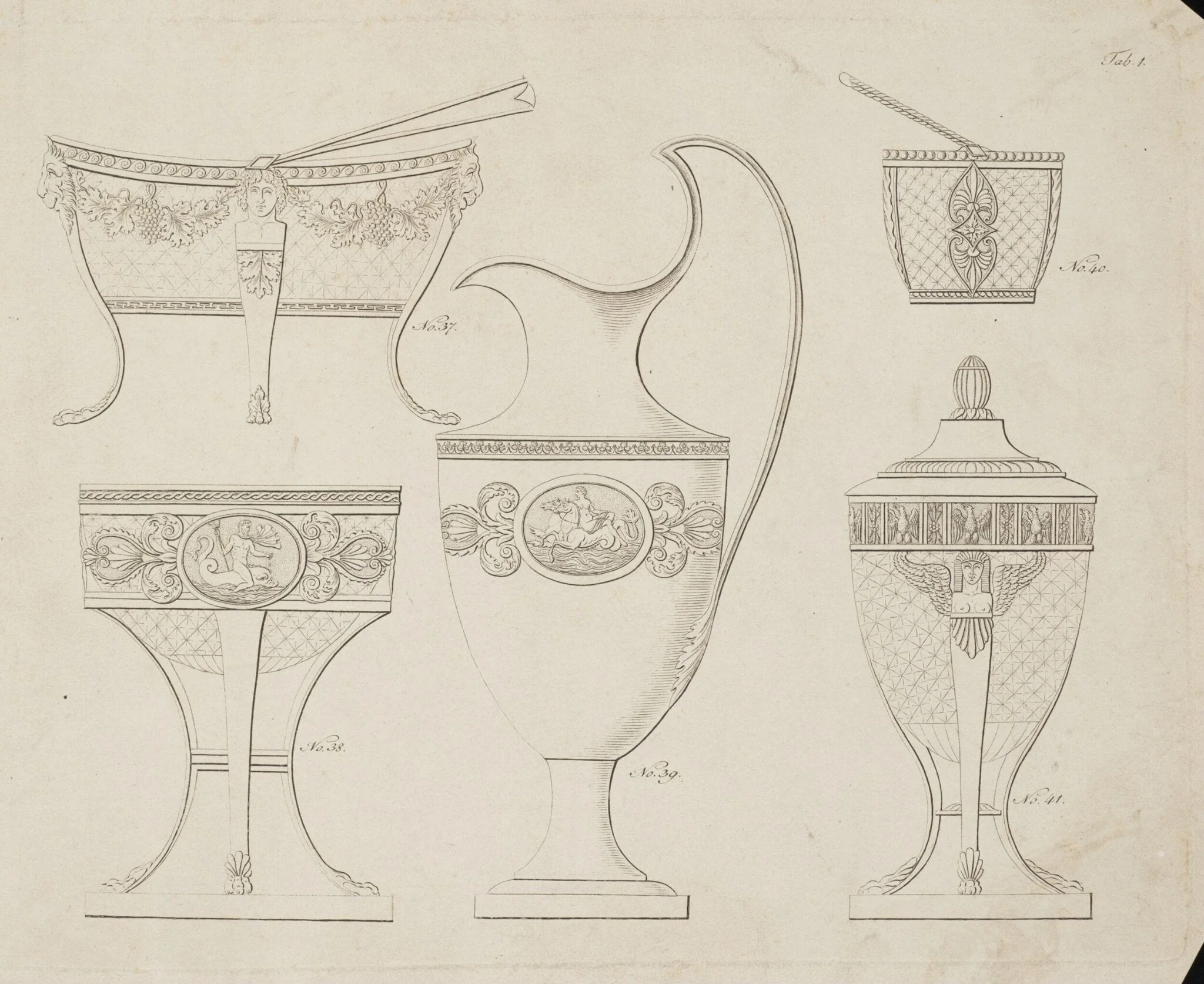 7 engraved prints, detail
