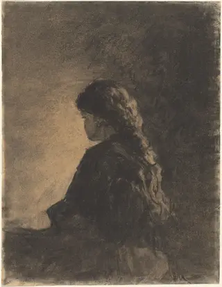 Seated Girl, by William Morris Hunt, charcoal, 1875