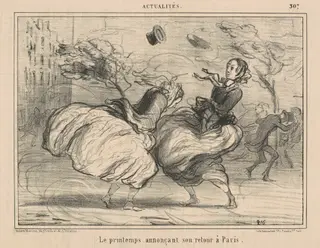 Le printemps annonçant son retour à Paris, by Honoré Daumier, ink, 1856