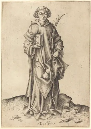 Saint Stephen, by Israhel van Meckenem, ink, 1474
