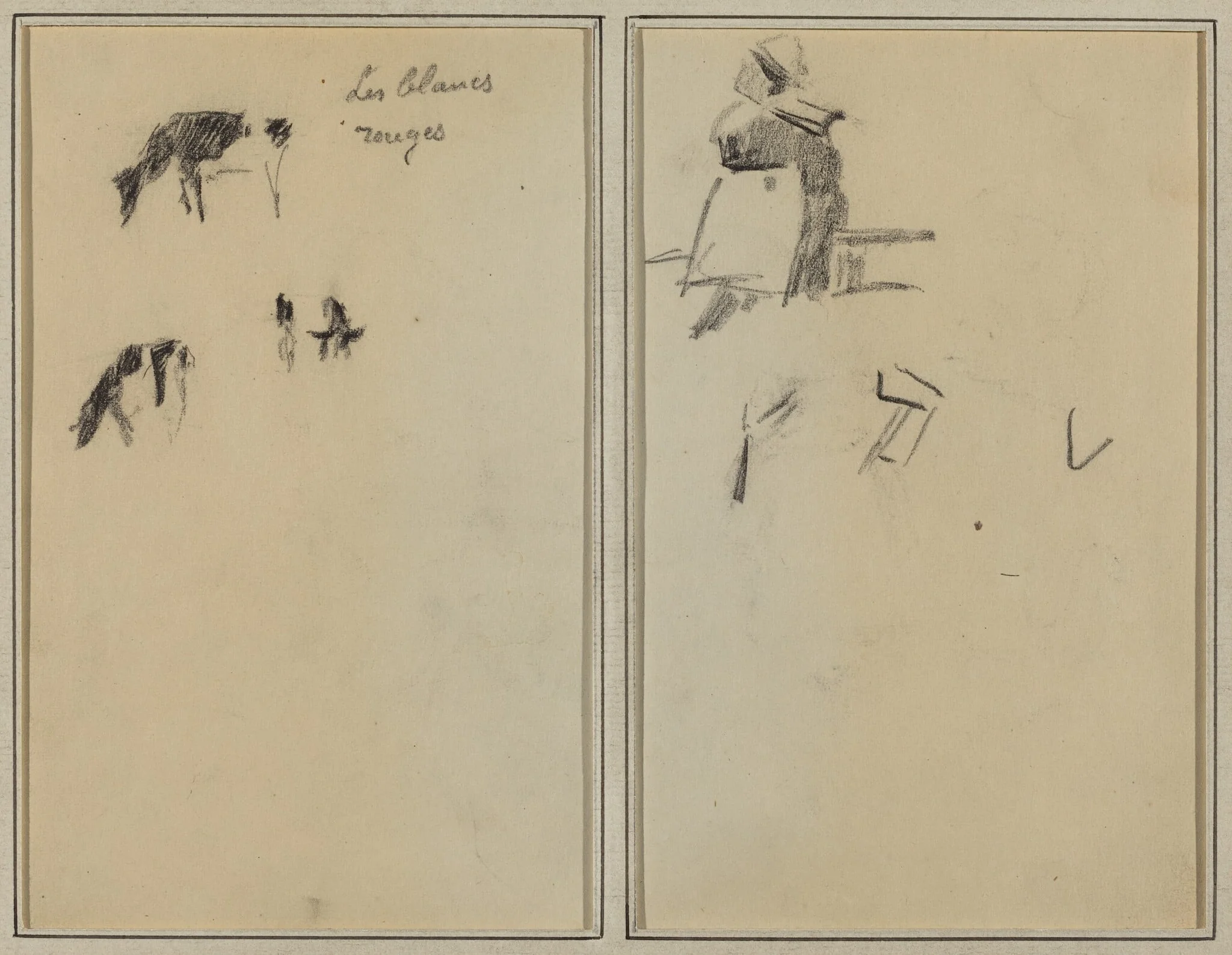 Two Cows; A Seated Breton Woman [verso], detail