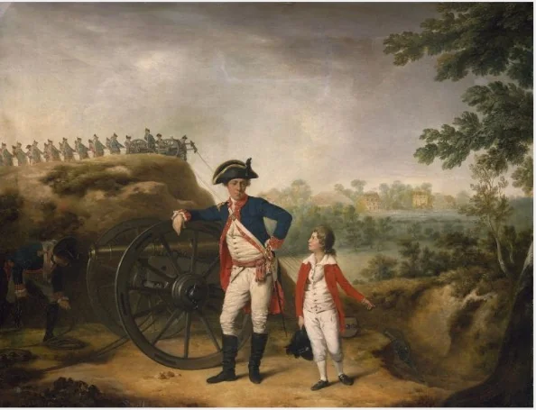 Portrait of Captain William Congreve with his Son William, detail