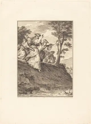 Elle s'élance après lui, by Antoine-Jean Duclos, ink, 1777