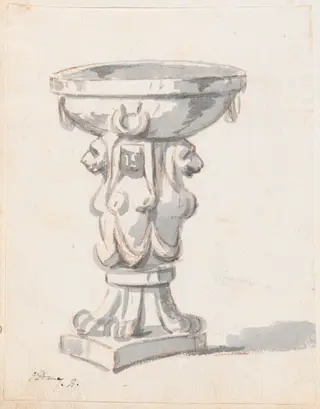 Basin Supported by Sphinxes, by Jacques-Louis David, chalk, 1778