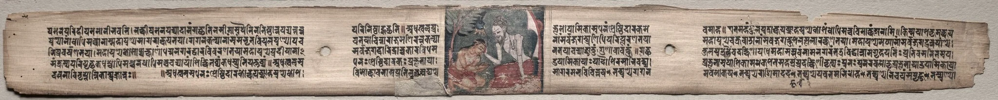 Folio 94 from a Gandavyuha-sutra (Scripture of the Supreme Array): Sudhana and the rishi Bhishmottaranirgosha (recto); text (verso), detail