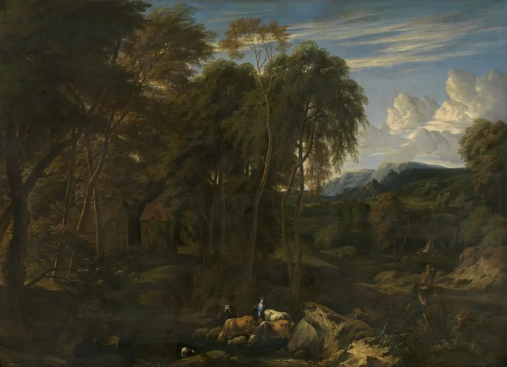Landschap, by Jan Baptist Huysmans, oil, 1700