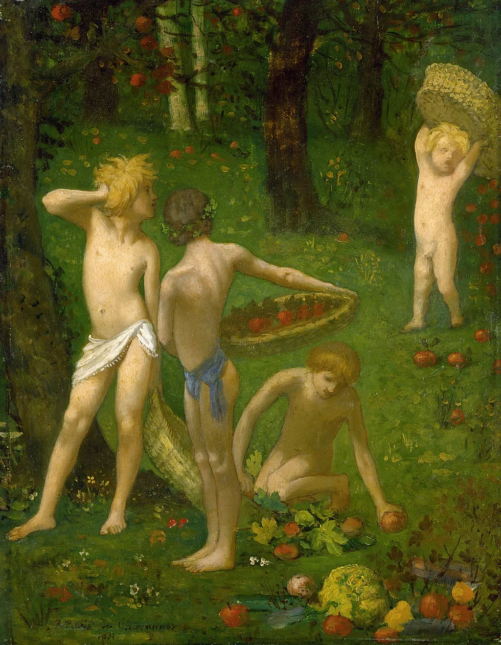 Children in an Orchard, by Pierre Puvis de Chavannes, unspecified, 1871