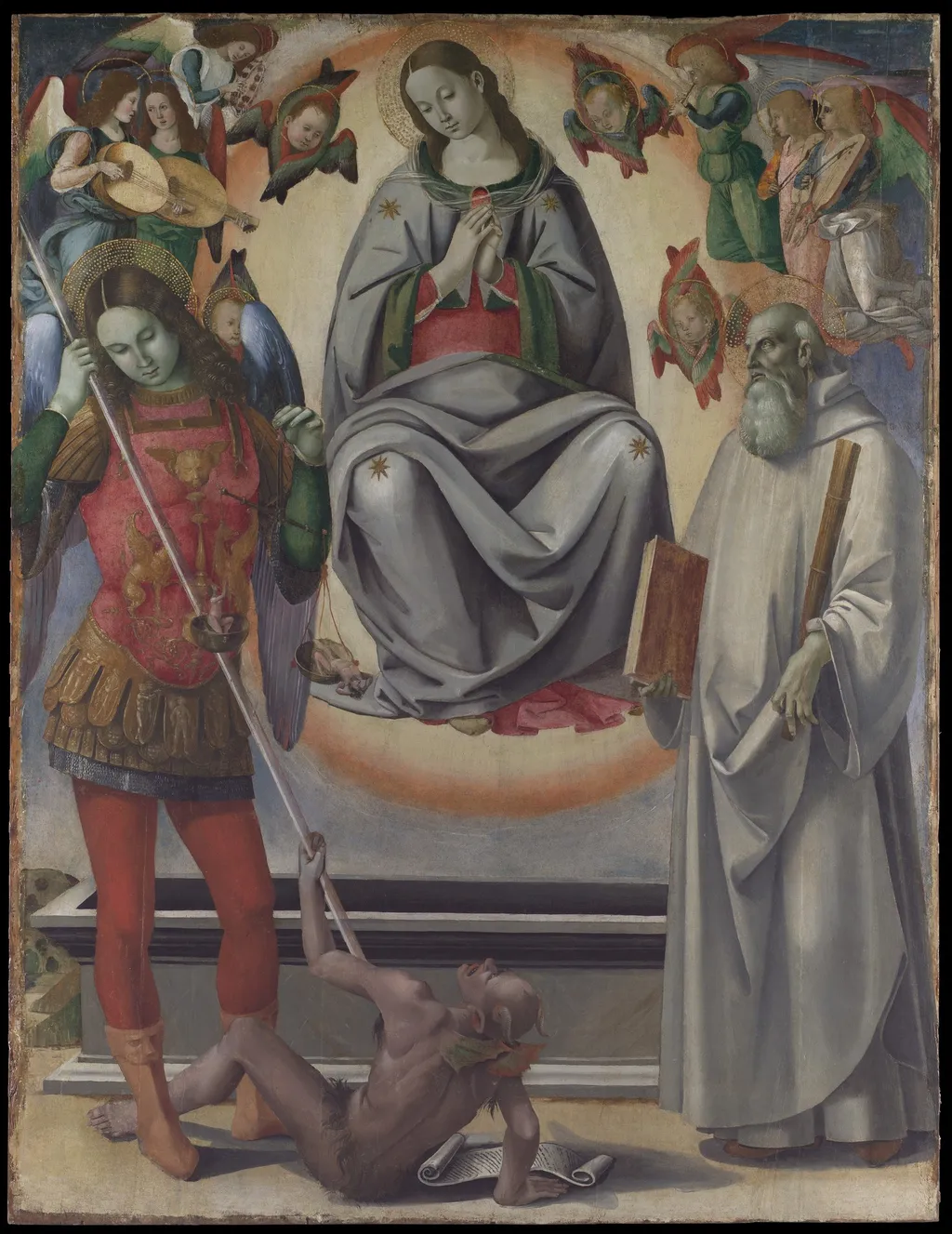 The Assumption of the Virgin with Saints Michael and Benedict, by Luca Signorelli, unspecified, 1497
