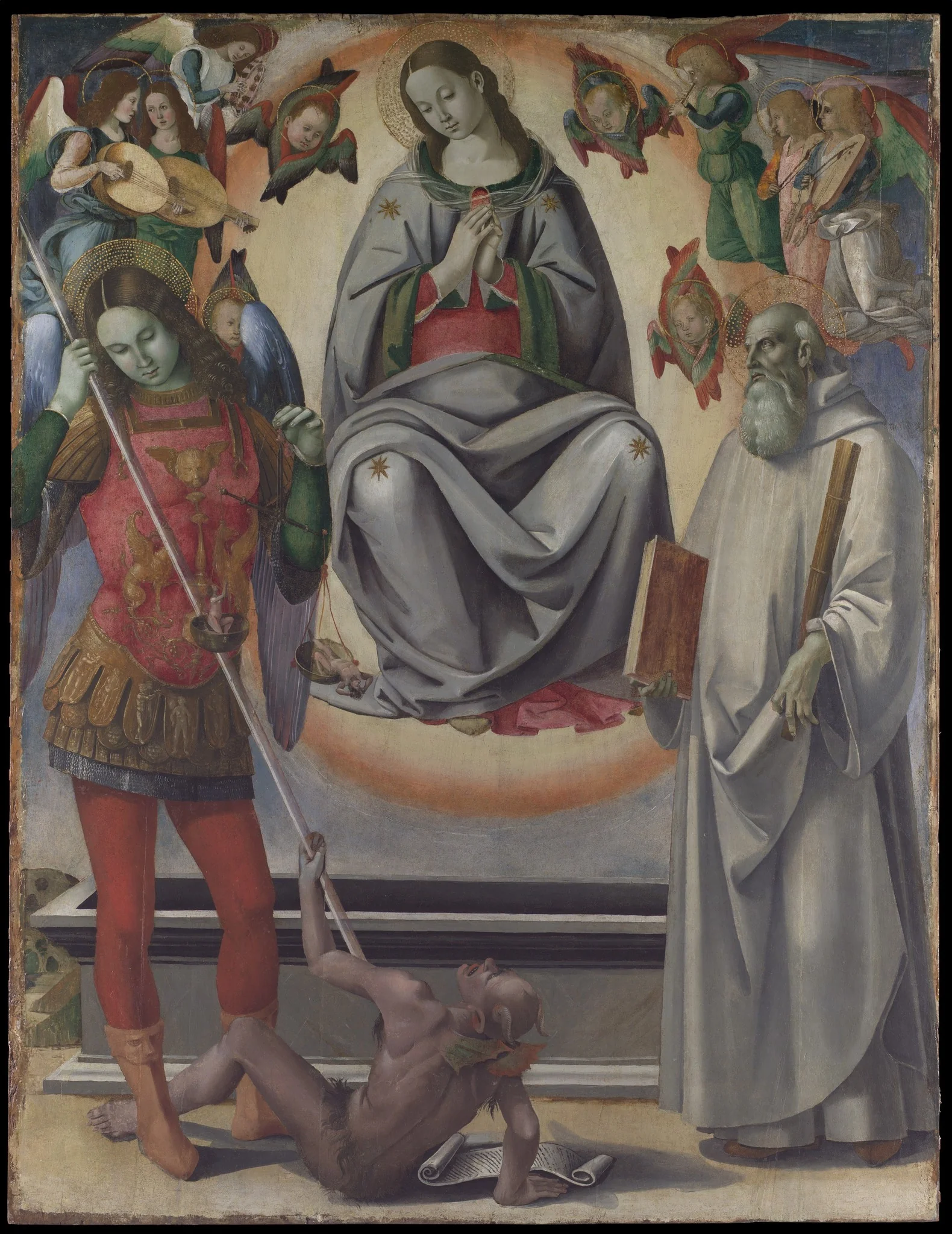 The Assumption of the Virgin with Saints Michael and Benedict, detail