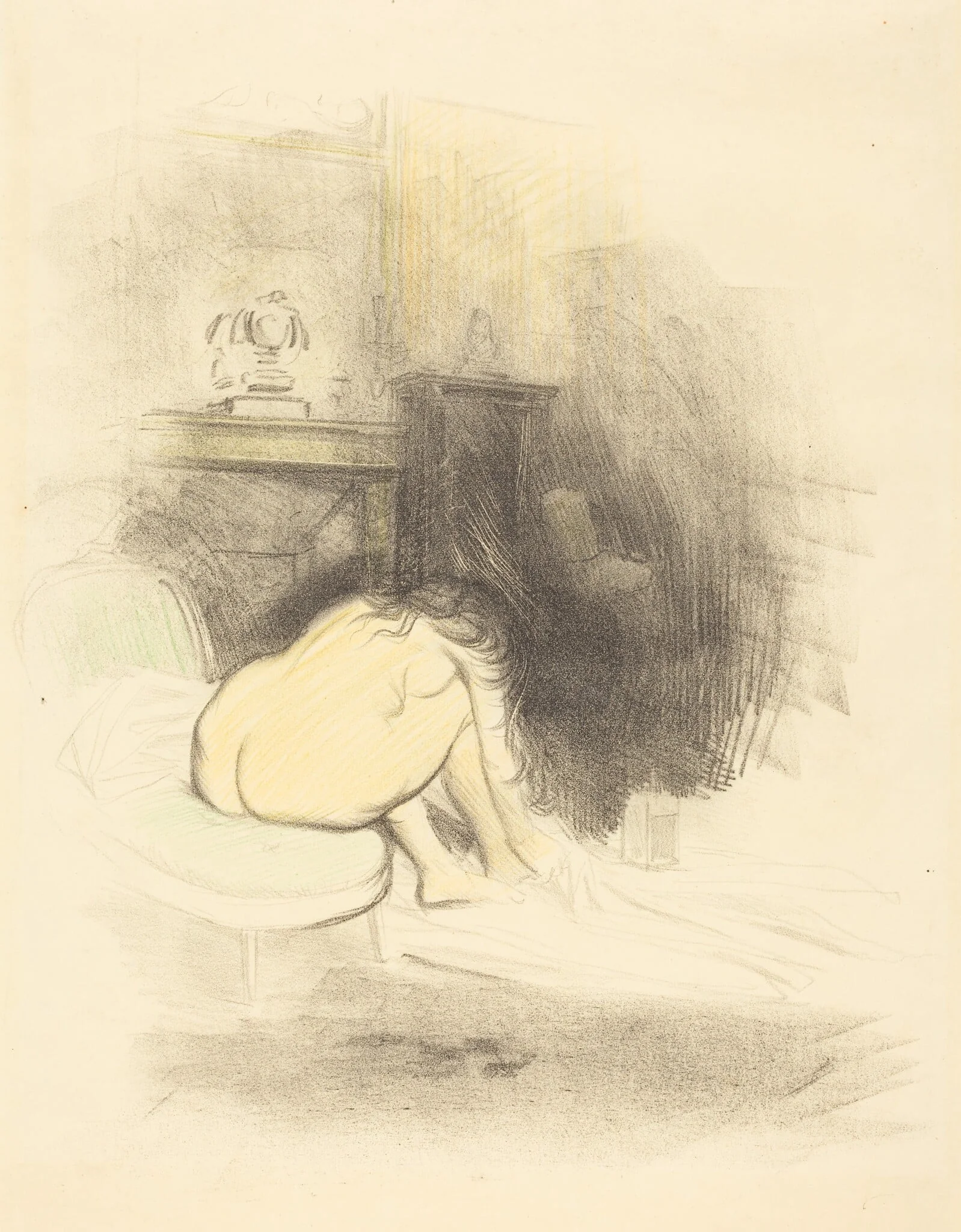 Femme nue, s'essuyant les pieds (planche en hauteur) (Nude Woman Drying Her Feet) (vertical plate), detail