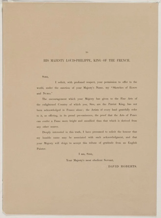 Egypt and Nubia, Volume I: Dedication Page, detail