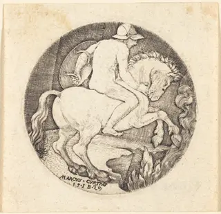 Marcus Curtius, by Master IB, ink, 1529