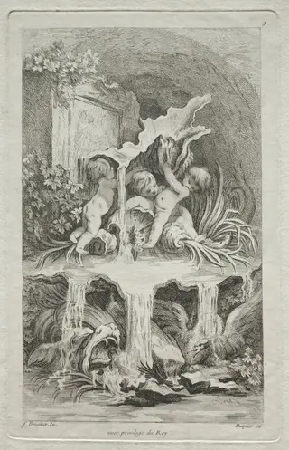 Book of Fountains:  No. 7, by Gabriel Huquier, 1736