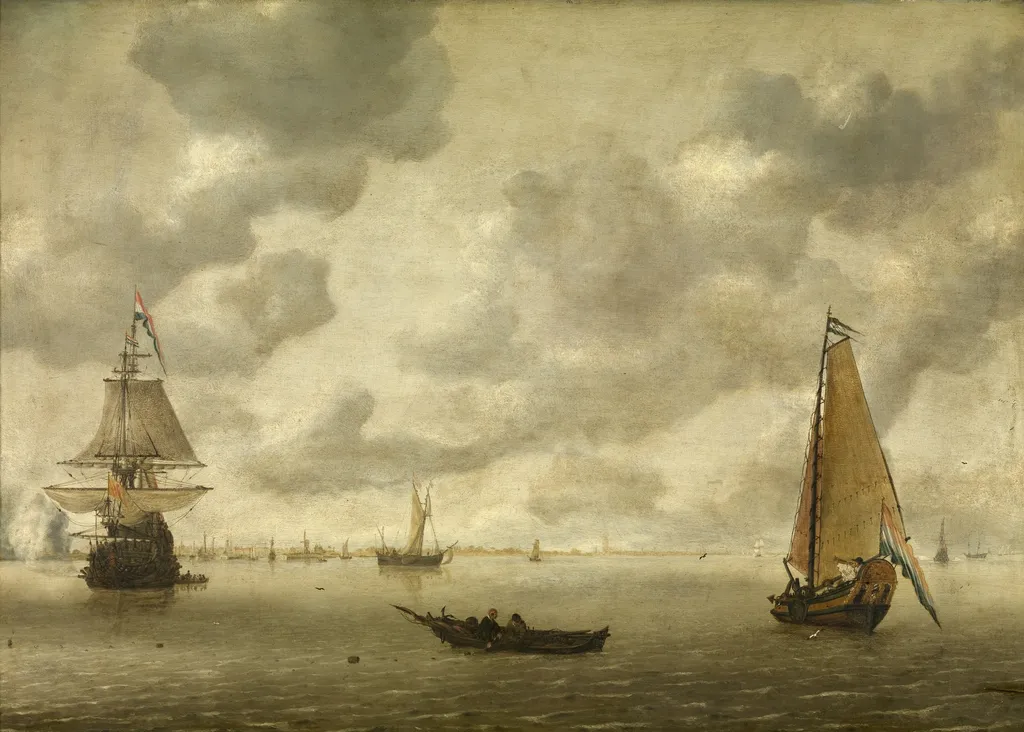 Dutch ships in a harbour firing salute, by Hendrick van Anthonissen, oil, 1645