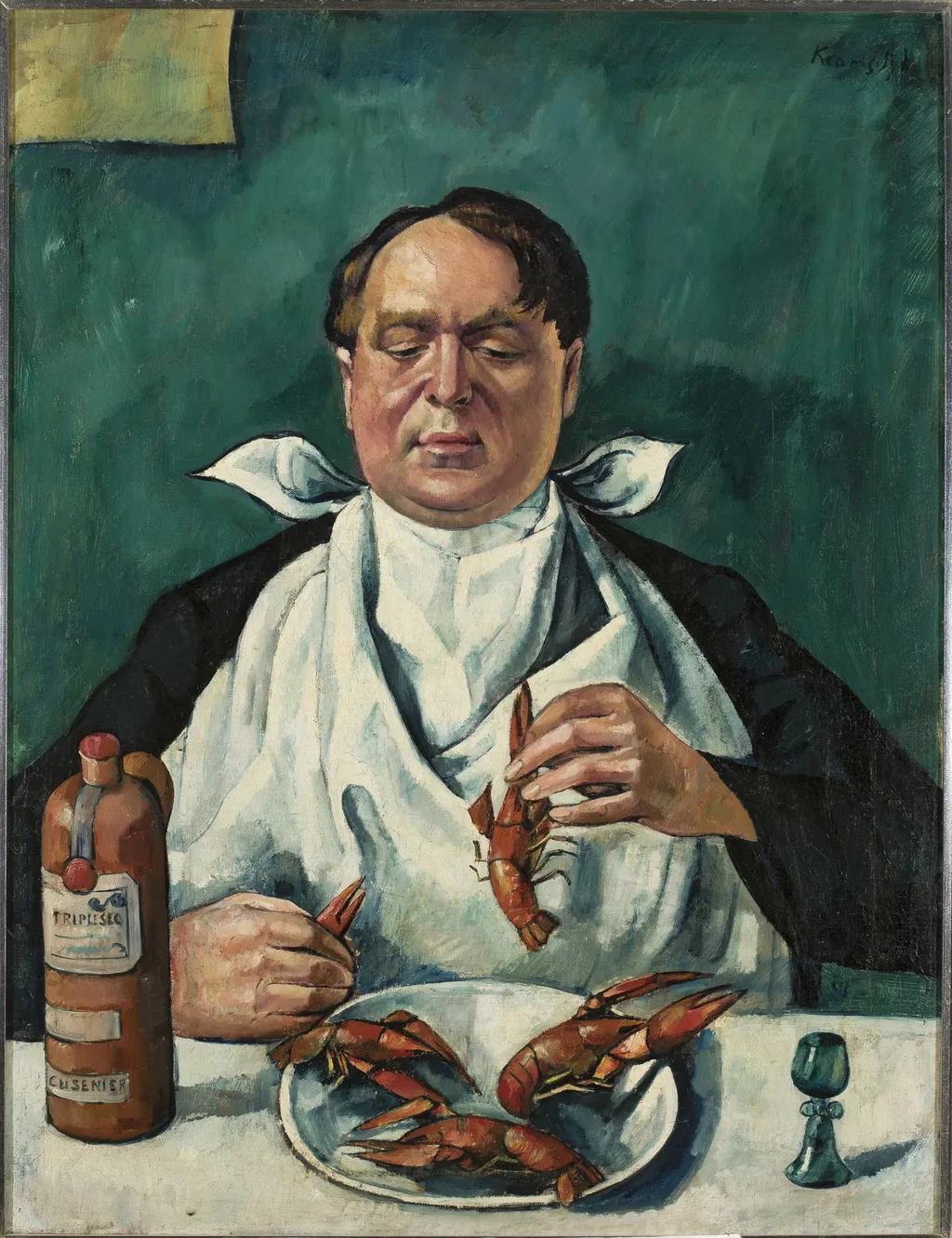 Man eating crayfish (Portrait of Karol Szuster), by Roman Kramsztyk, oil, 1919