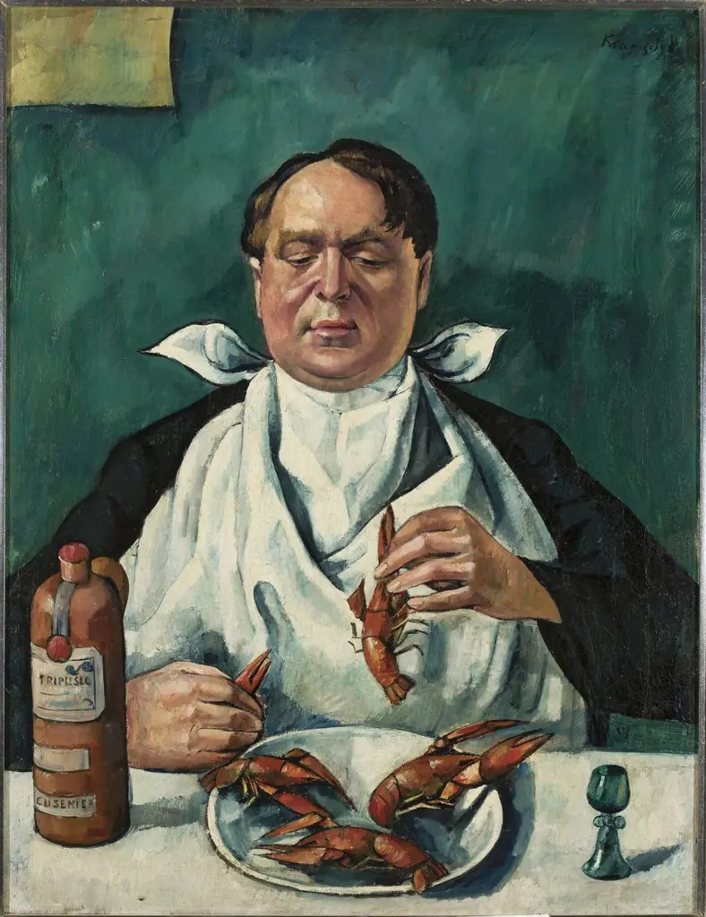 Man eating crayfish (Portrait of Karol Szuster), by Roman Kramsztyk, oil, 1919