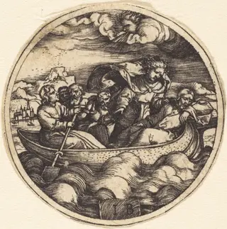 Christ Stilling the Storm, by Master IB, ink, 1516