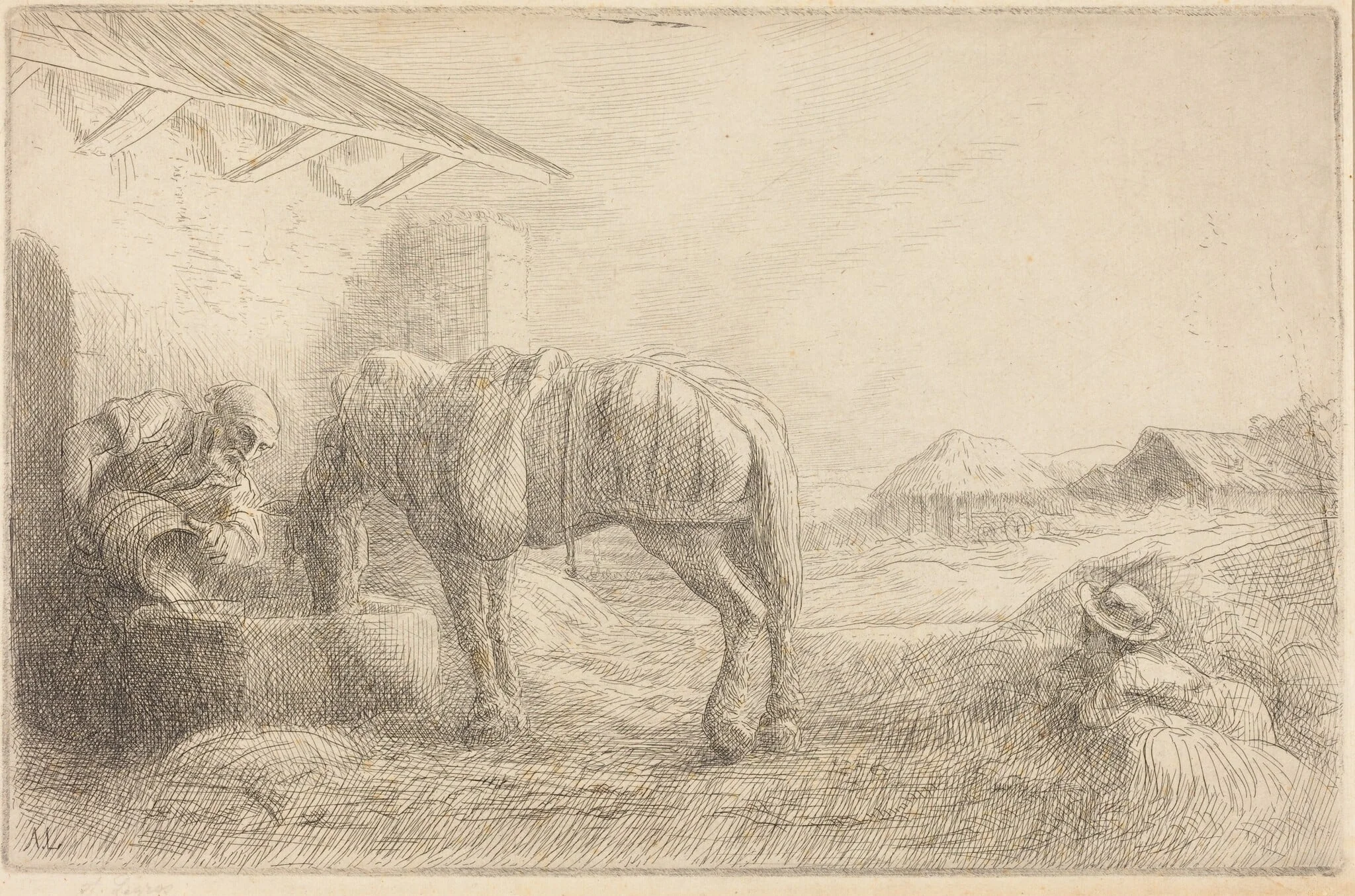 Man Watering a Horse (Homme abreuvant un cheval), detail