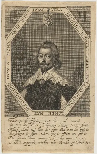 Lewis Roberts, by George Glover, ink, 1637