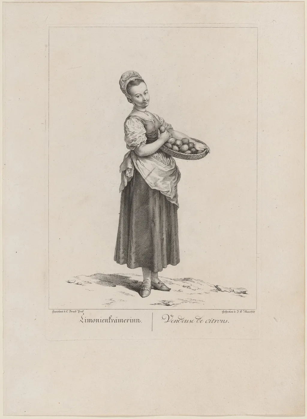 Limonienkrämerinn (Lemon Seller), by Johann Georg Mansfeld, ink, 1775