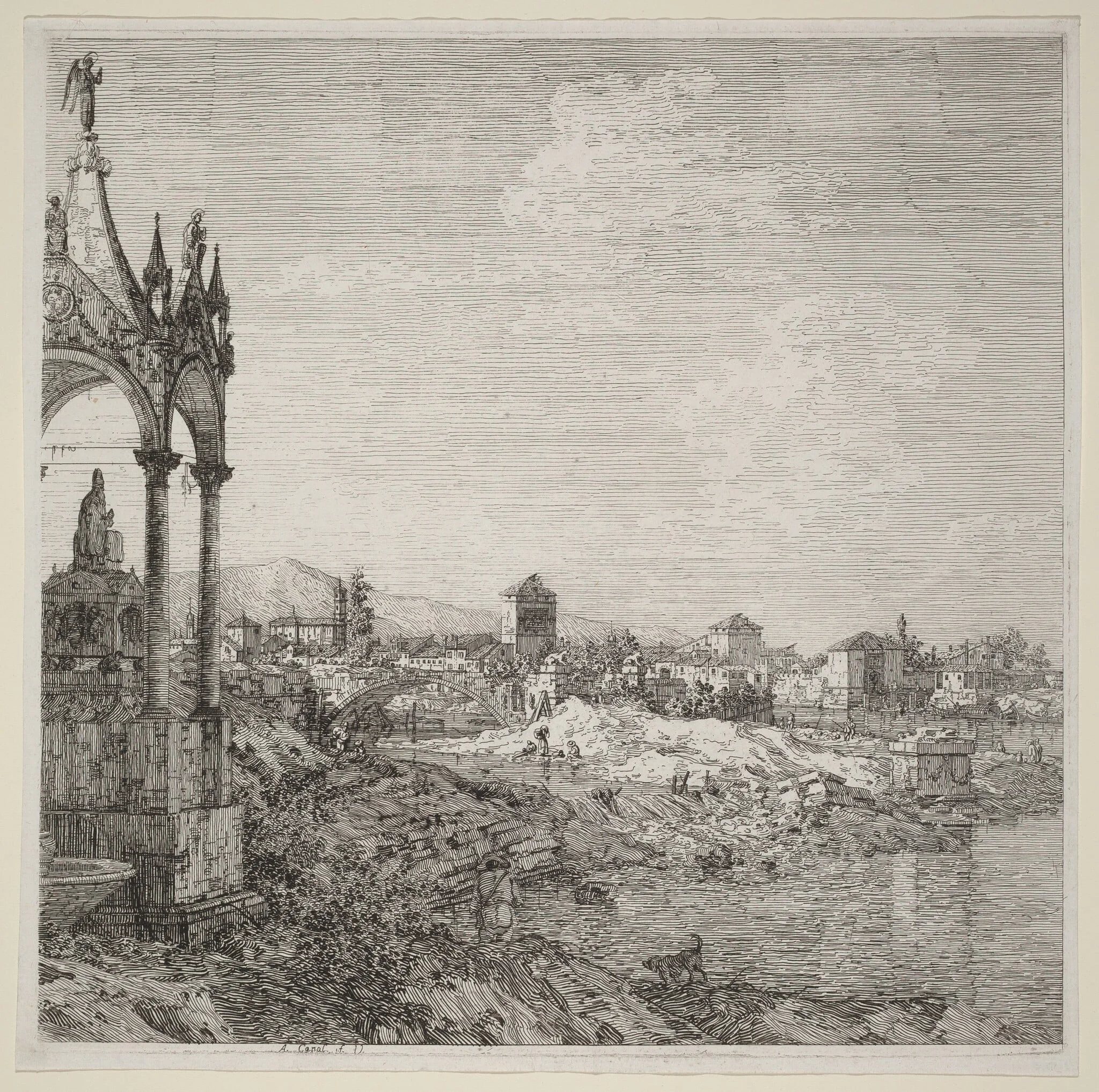 View of a Town with a Bishop's Tomb, detail