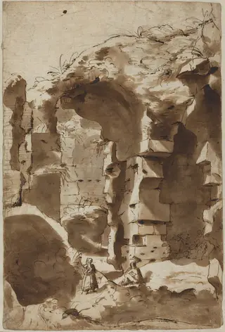 The Ruins of the Colosseum, by Jan Asselijn, ink, 1631