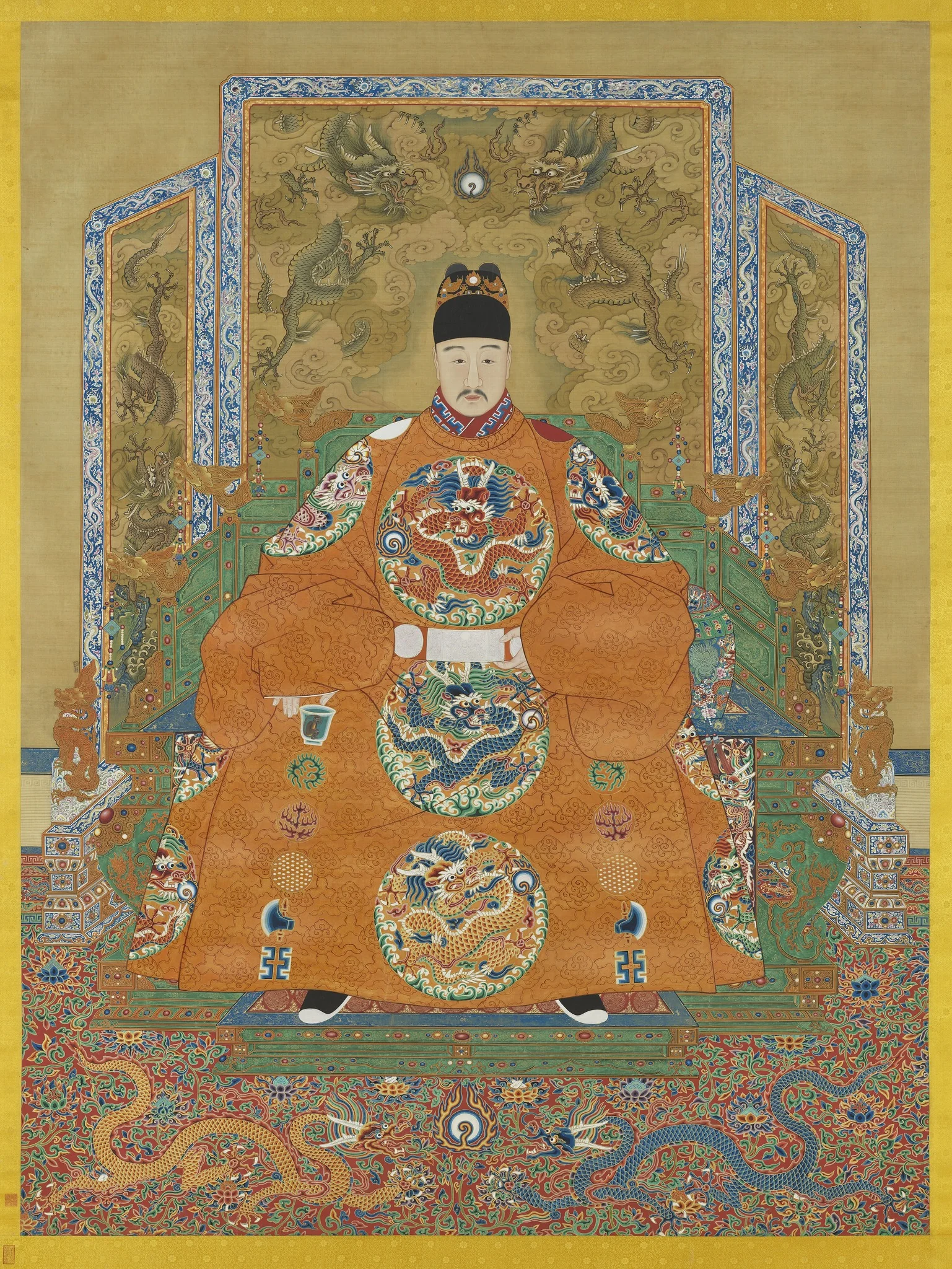 明穆宗坐像 軸, detail