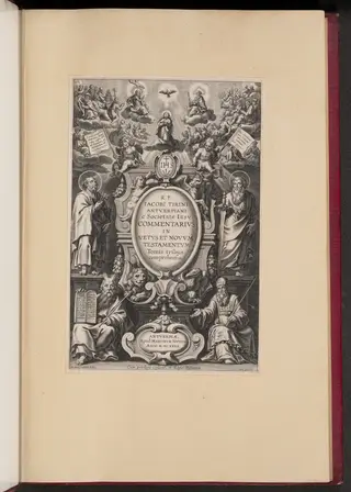 Title Page for R.P. Jacobi Tirini's "Commentarius in Vetvs et Novvm Testamentvm", by Cornelis Galle I, ink, 1632