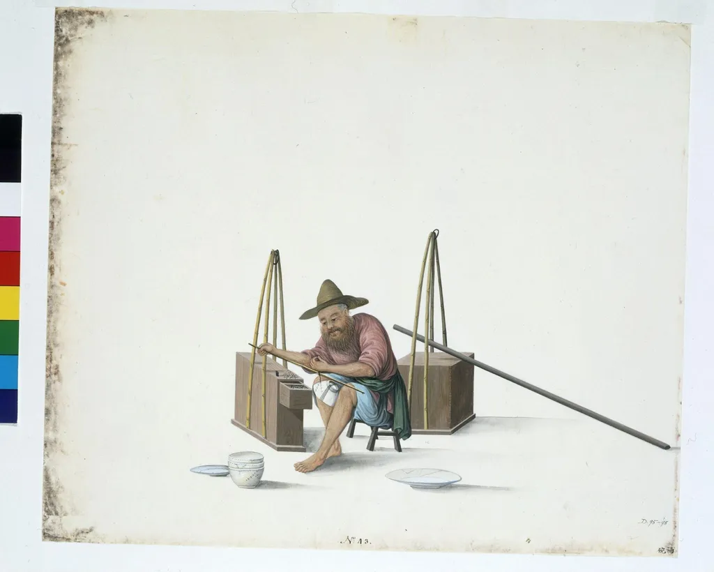 A Porcelain Mender, by Puqua, paint, 1790