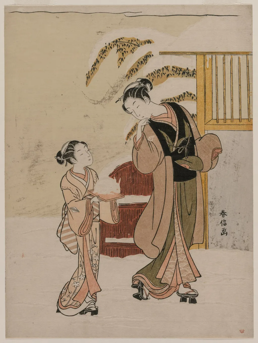 Young Woman Admiring a Snow Rabbit, by Suzuki Harunobu, 1764