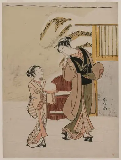 Young Woman Admiring a Snow Rabbit, by Suzuki Harunobu, 1764