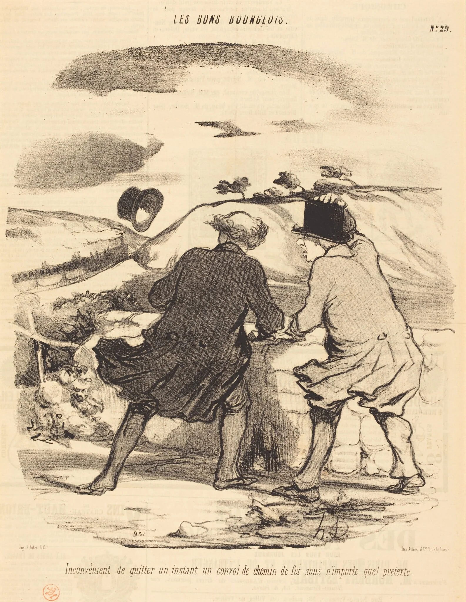 Inconvénient de quitter...un convoi de chemin de fer..., detail