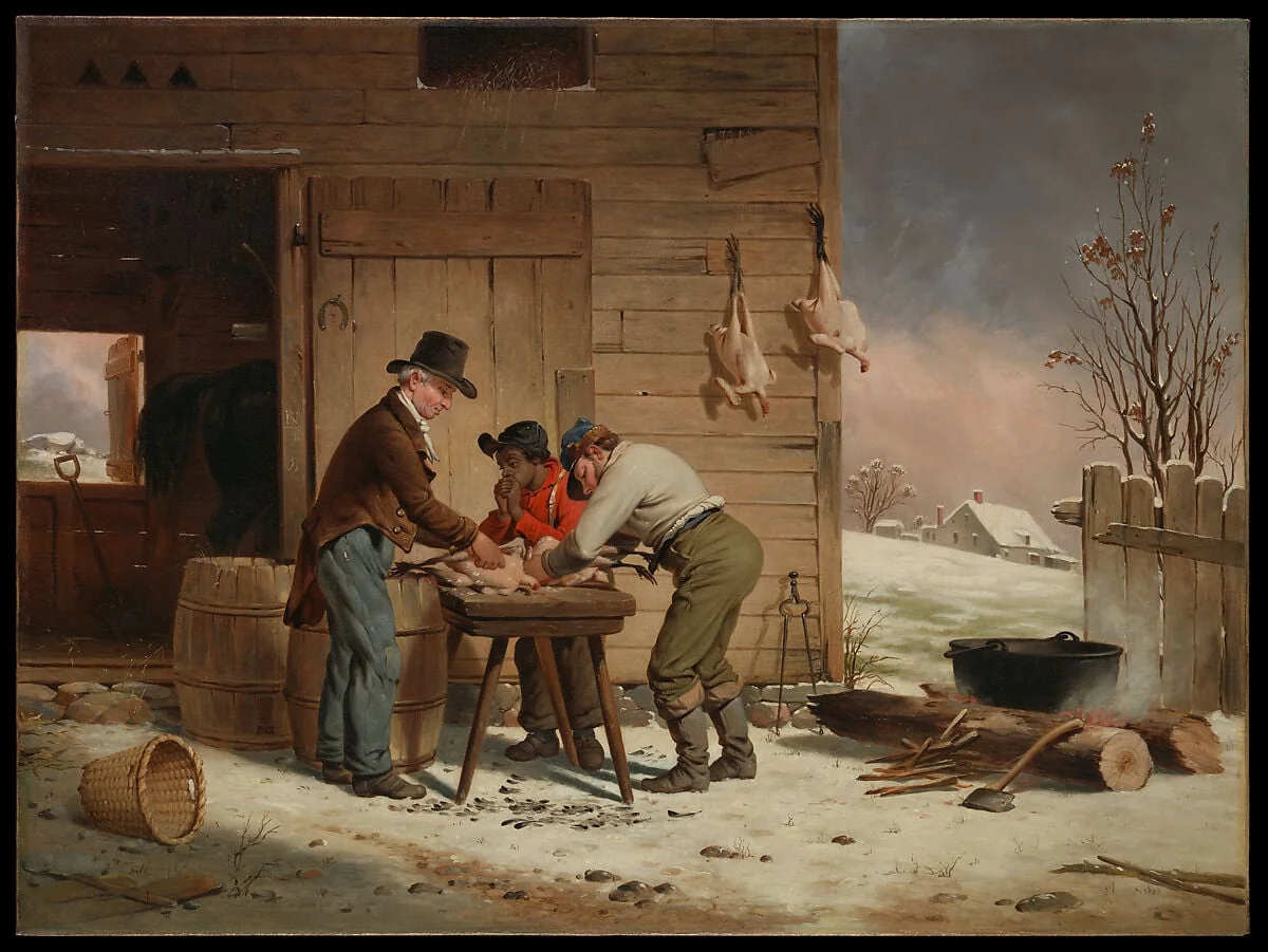 Preparing for Christmas (Plucking Turkeys), detail