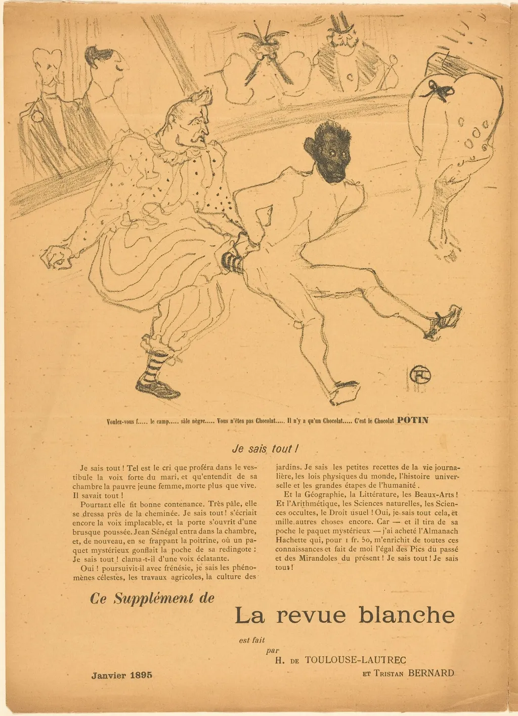 Footit and Chocolat (Footit et Chocolat) [left recto], by Henri de Toulouse-Lautrec, ink, 1895