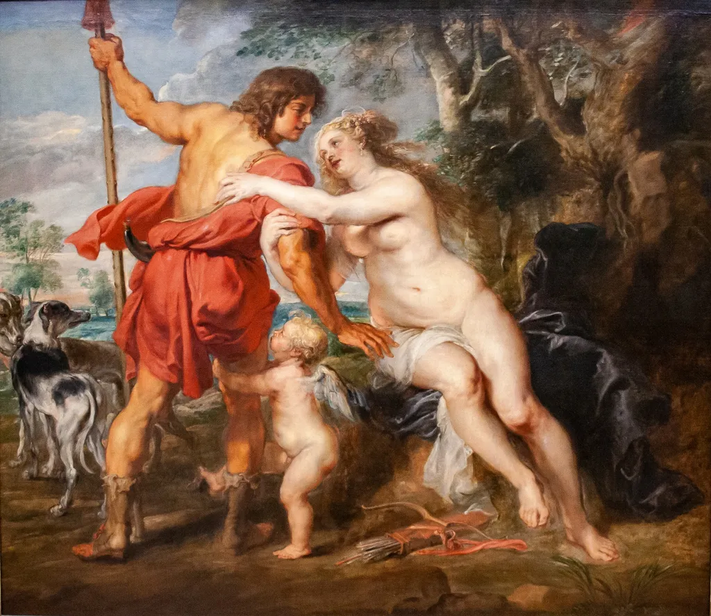 Venus and Adonis, by Peter Paul Rubens, oil, 1638