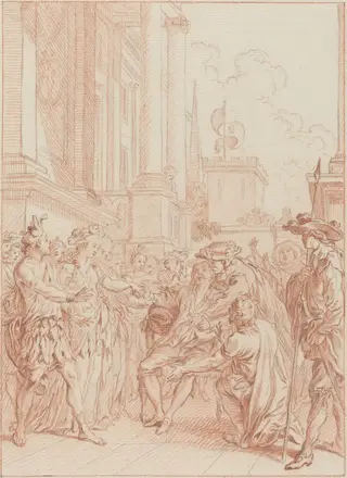 Quoi donc, les vrais Chrétiens auraient tant de vertu, by Hubert François Gravelot, graphite, 1736