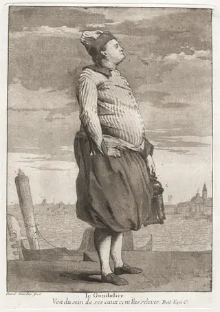 Le Gondolier (The Gondolier), by Giovanni David, ink, 1775