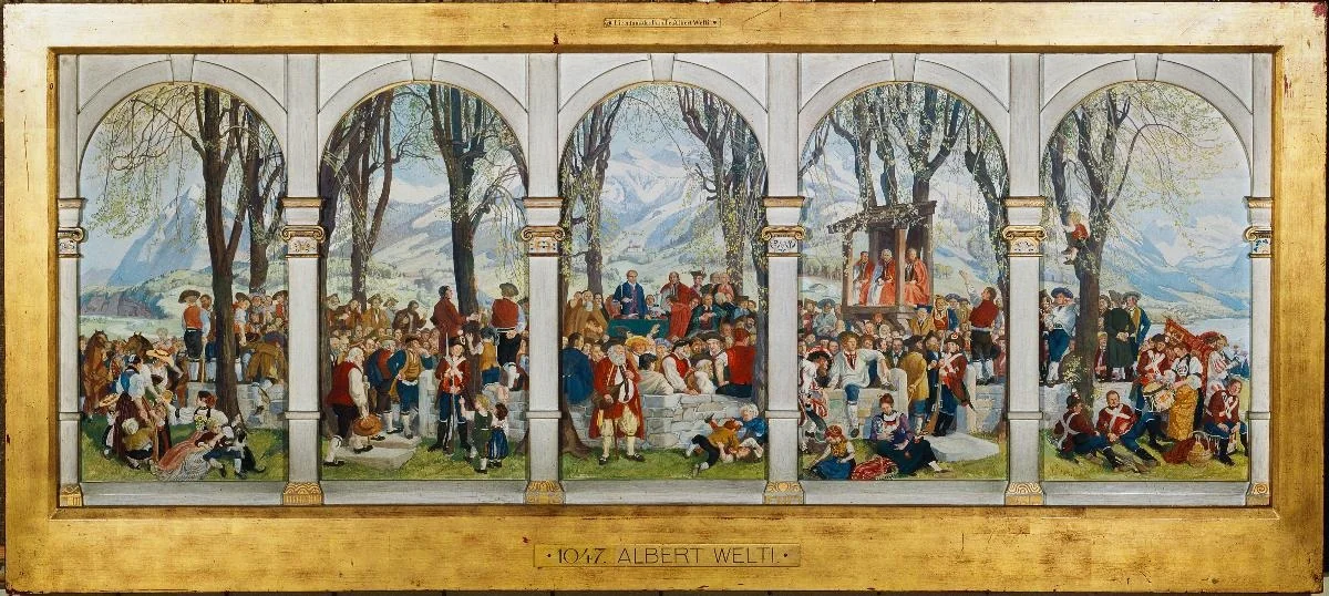 Obwaldner Landsgemeinde. Gesamtentwurf zum Wandgemälde in Bern, detail