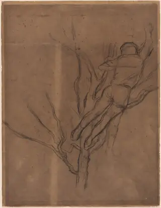 Man Pruning a Tree, by Edgar Degas, charcoal, 1876