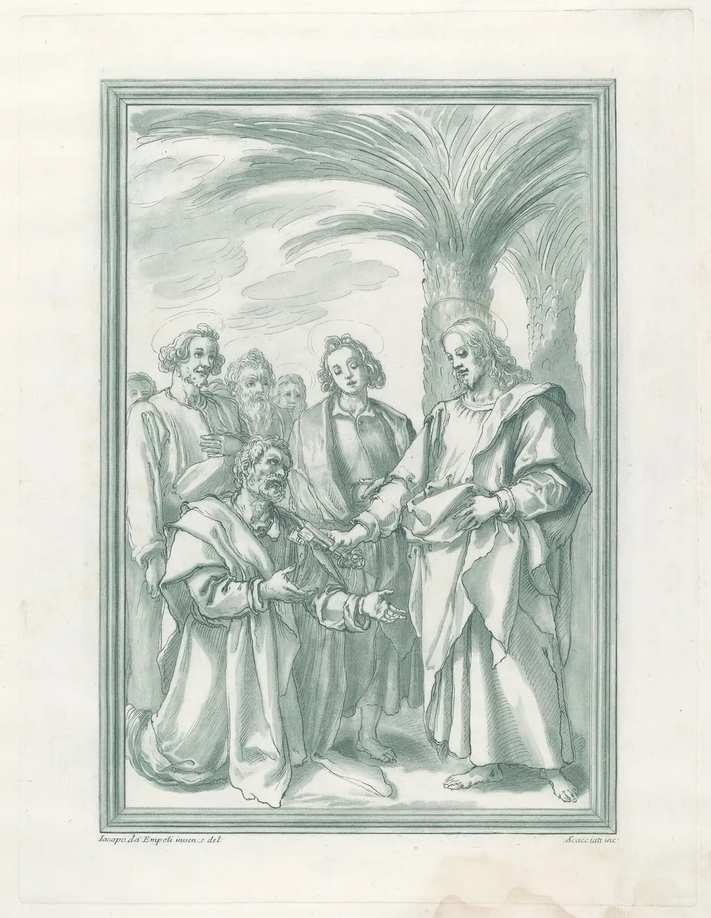 Christ Consigning the Keys to Saint Peter, by Andrea Scacciati, ink, 1766